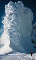 a large tree has thick snow all around it