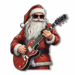 santa with a guitar is depicted in this photo
