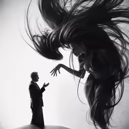 a man and a woman are standing in the air