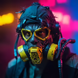 a man in gas mask and goggles