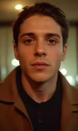 a young man is staring into the distance