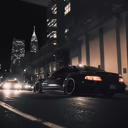 two car on the street with buildings in the background