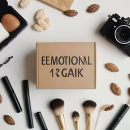 a close up of a box with makeup brushes on a table