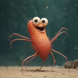 an ugly looking little red animal with very large eyes