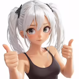 anime character in black top giving thumbs up