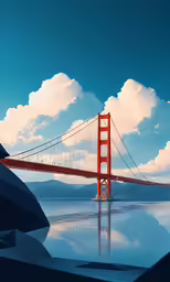 a long bridge spanning over a body of water under a cloudy sky