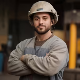 a man with a helmet is looking at the camera
