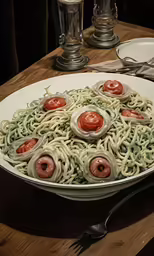 a plate of noodles covered in tomatoes and sauce
