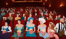 a movie theater where people are waiting for the show,many people are seated in cinema watching movies