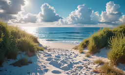 the sun sets on the water and clouds over an ocean