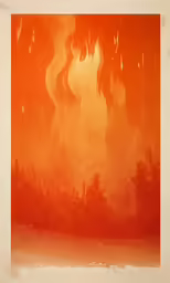 a red and orange painting with some sort of abstract art