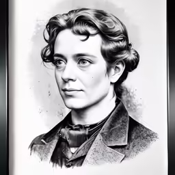 a drawing of a person with wavy hair