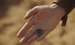 a hand holding a watch in the shape of a circle