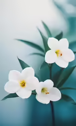 a couple of white flowers growing in the water