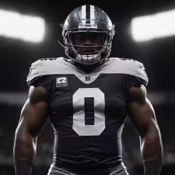 a professional portrait of an oakland football player