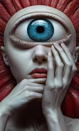 an image of a woman with blue eyes and large, blue iris