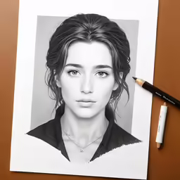 a drawing of a girl with a messy updo