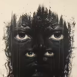 a black and white picture with white circles