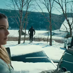 the woman is looking out of the car window
