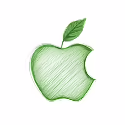 an apple is drawing on the white background