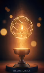 there is a golden object that is on a stand