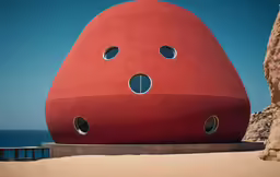 a large rock that looks like a large red building