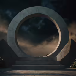 two people are sitting in the middle of a large sculpture
