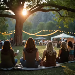 the sun is shining on some girls sitting down