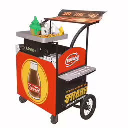 a close up of an outdoor food cart