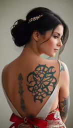 this is an attractive woman with a tattoo on her back
