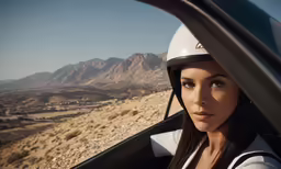 a woman sitting in the cockpit of a car