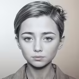 a woman with a shirt and silver necklace