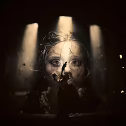 a girl with scissors in front of her face