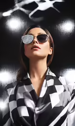 a woman wearing sunglasses looking off into the distance