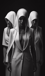 four women dressed in dresses standing in front of each other