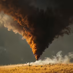 a massive pipe is coming out of a field