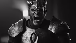 an evil looking man with a very intense look