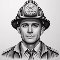 a portrait drawing of a fireman