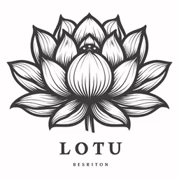 lotus flower with long leaves and name in white,the lotus flower in black and white on the back ground