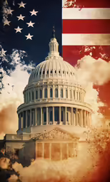 the us capitol building is in the midst of clouds