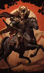 this is an image of a man in armor on a horse