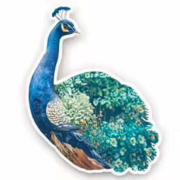 a close up of a peacock on a white background