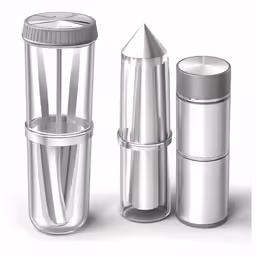 a plastic blender is shown in three different positions