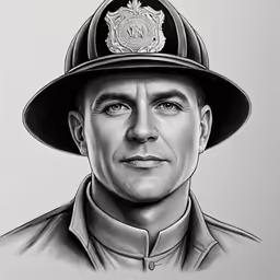 a drawing of a man wearing a hat