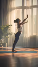 woman doing a yoga pose on a mat