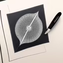 an ink drawing of a leaf