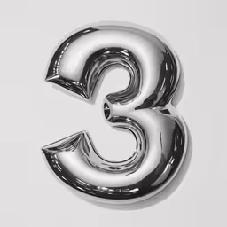 a chrome and white balloon shaped numbers