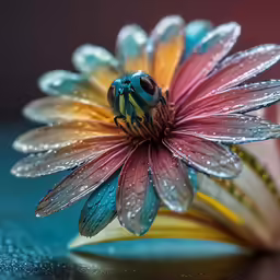 this is a colorful flower with water droplets
