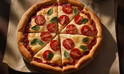 a homemade pizza has six slices cut from it