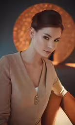 the woman is posing for the camera in a dress